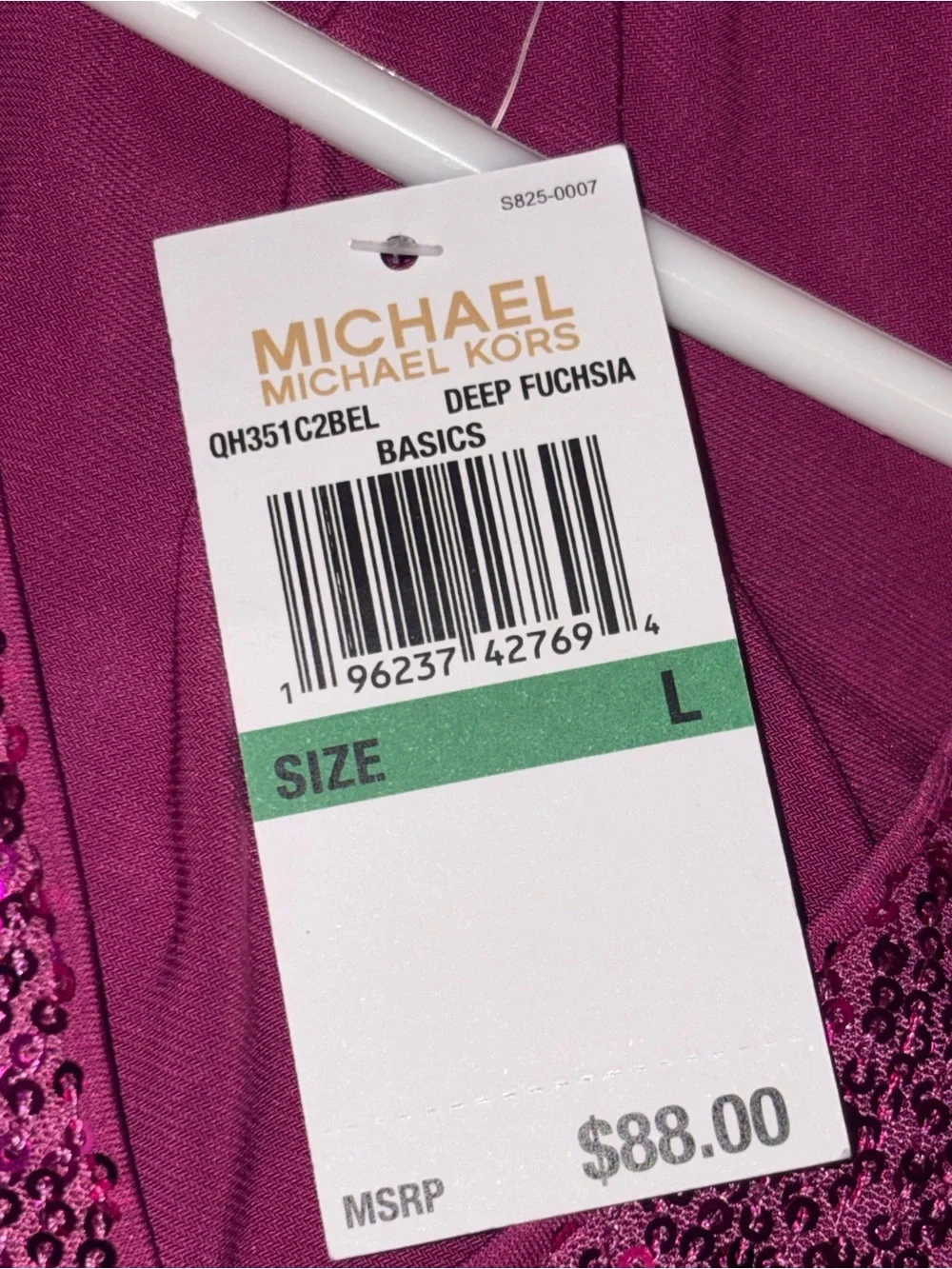 Michael Kors Fuchsia Satin-Look Tank with Gold Logo Plate